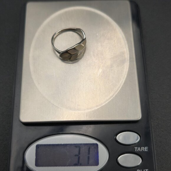 Size 8 Sterling Silver White Shell Inlay Leaf Nature Ring A6510 - Picture 8 of 8
